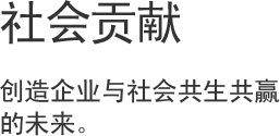 社会贡献, 创造企业与社会共生共赢的未来。